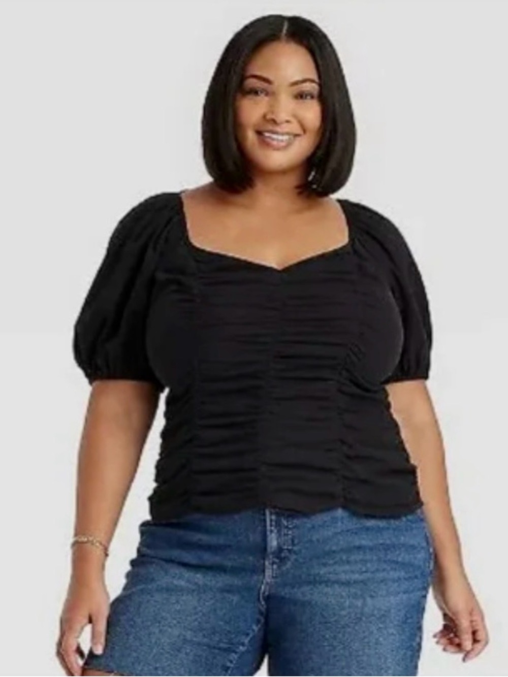 AVA & VIV Puff Sleeve blouse-Size 1X